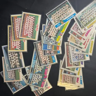 Sale Photo Thumbnail #188: Vintage Topps Baseball Team Cards Lot Reds Orioles Pirates Rangers Dodgers