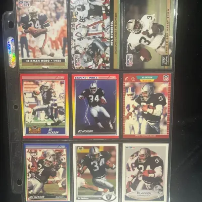 Sale Photo Thumbnail #153: Bo Jackson 9 Card Football Lot 1990 Score Pro Set Fleer Raiders Ground Force