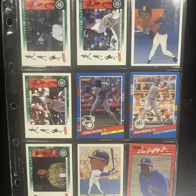 Sale Photo Thumbnail #157: Ken Griffey Jr 9 Card Baseball Lot 1990 1991 Donruss Score Upper Deck Victory