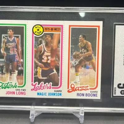 Sale Photo Thumbnail #66: 1980-81 Topps Magic Johnson John Long Ron Boone #111 SGC 5 EX Basketball Card