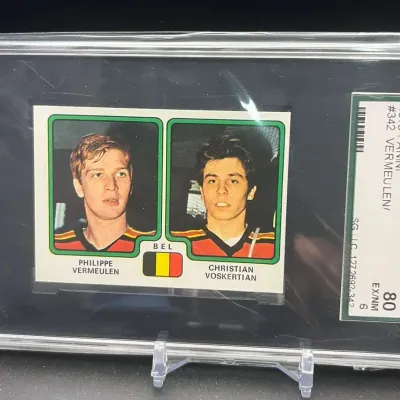 Sale Photo Thumbnail #133: 1979 Panini #342 Philippe Vermeulen Christian Voskertian Belgium SGC 6 EX/NM