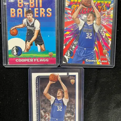 Sale Photo Thumbnail #109: Cooper Flagg Topps Rookie Card Lot 8-Bit Ballers Power Players Mavericks 3 Cards