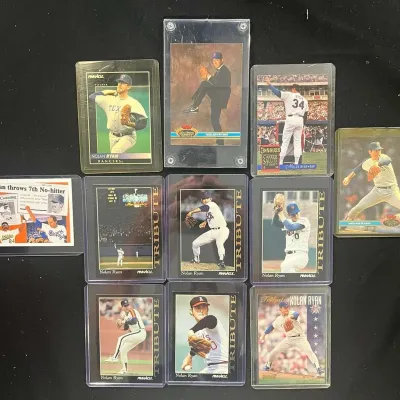 Sale Photo Thumbnail #92: Nolan Ryan Baseball Trading Cards 10 Card Lot Pinnacle Topps Donruss Tribute Rangers