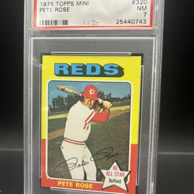 Sale Photo Thumbnail #5: 1975 Topps Mini Pete Rose #320 PSA 7 NM Cincinnati Reds NL All Star Baseball Card