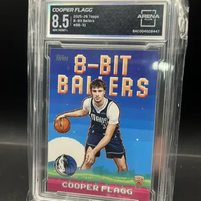 Sale Photo Thumbnail #132: 2025-26 Topps Cooper Flagg 8-Bit Ballers #8B-31 RC Mavericks Arena Club 8.5