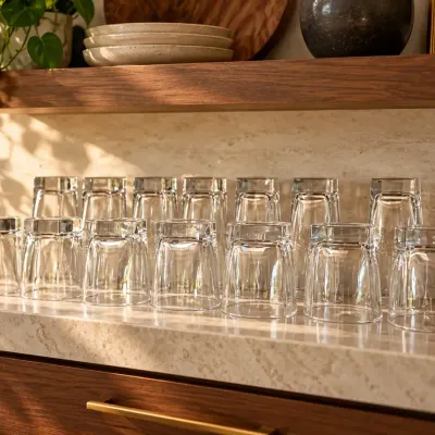 Set of 15 Le'raze Square Clear Glass Tumblers