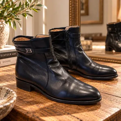 BALLY Black Leather "Rudy" Ankle Boots