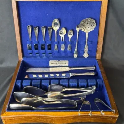Assorted Vintage Silver-Tone Serving Utensils & Flatware,  Mixed Lot