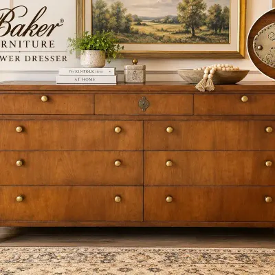 Baker Furniture 7-Drawer Wood Dresser / Long Chest  64"