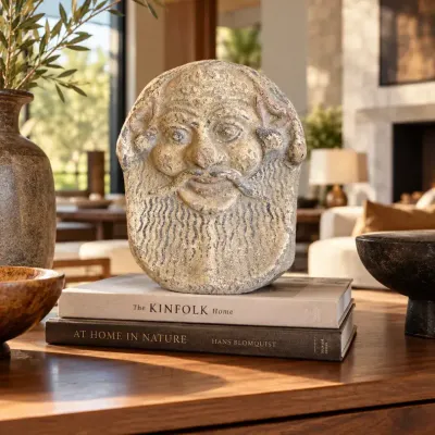 Ancient Greek / Mediterranean Painted Ceramic Bearded Face