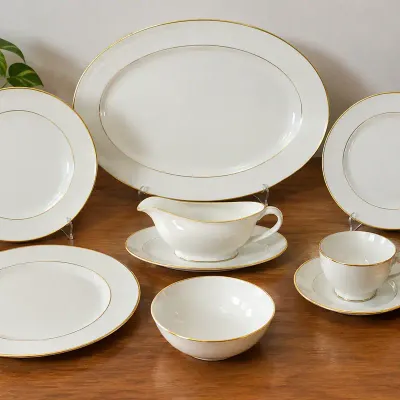 37-Piece Lenox Gold-Rimmed Ivory Porcelain Dinnerware Collection 