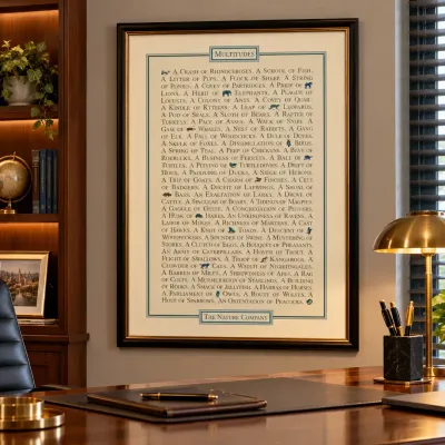 The Nature Company “Multitudes” Animal Group Names Framed Poster 