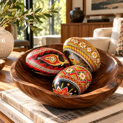 Ukrainian Pysanka Hand-Decorated Easter Eggs,  Set of 3
