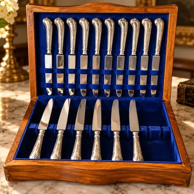 English Sterling Silver-Handled Table Knives (16 pcs) (1386 g)