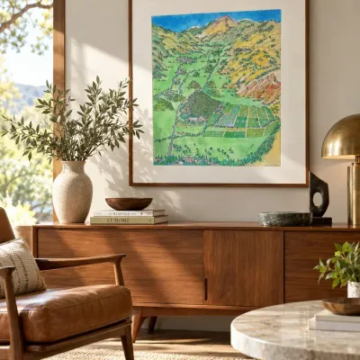 Earl Thollander – 3 Napa Valley Watercolor & Ink Vineyard Illustrations