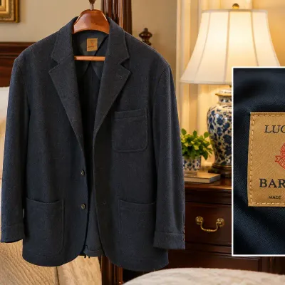 Luciano Barbera Made in Italy Herringbone Sport Coat / Blazer 44R
