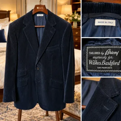 Brioni Bespoke for Wilkes Bashford Black Corduroy Sport Coat / Blazer – Made in Ital