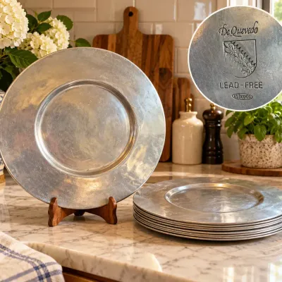 Wilton Armetale Queen Anne Pewter Dinner Plates,  Lead-Free (10 pcs) 
