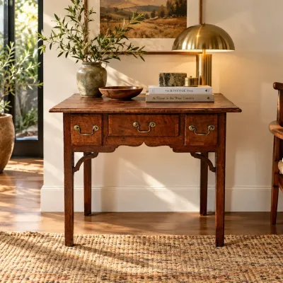 Antique 18th-Century Walnut Lowboy Table – Three-Drawer Side Table |