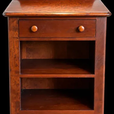 Wooden Nightstand with Drawer and Two Open Shelves