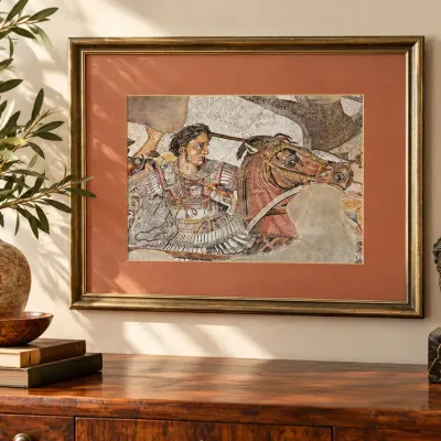Framed Alexander the Great on Bucephalus Print