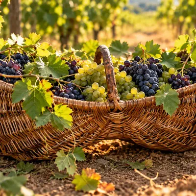 Vintage French-Style Wicker & Rattan Grape Harvesting Basket