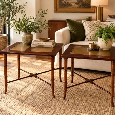 Antique 19th-Century English Tray Table with Brass Trays