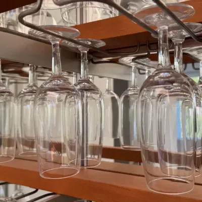 Collection of 63 Clear Stemmed Drinking Glasses 