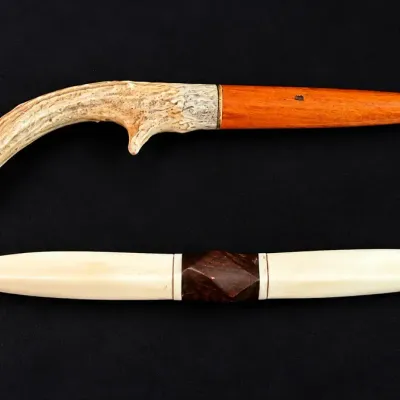Vintage Antler Handle Letter Opener & Decorative Desk Accessories  Lot of 2 