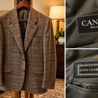 Canali Milano Luxury Lana Cashmere Plaid Sport Coat / Blazer 44R
