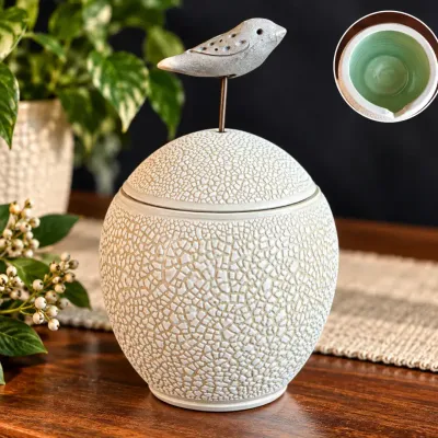Barbara Glynn Prodaniuk Signed Ceramic Bird-Topped Lidded Jar