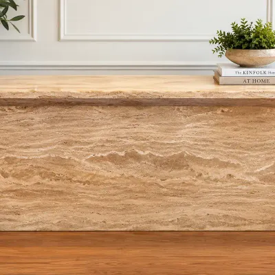 Vintage Solid White Marble Console Table – Late 20th Century
