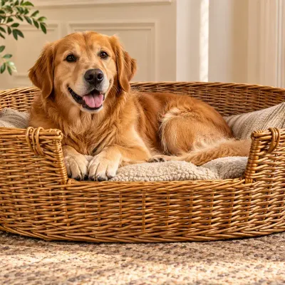 Vintage Wicker Woven Pet Bed / Basket (Made in Shanghai, China)