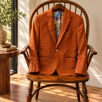 Robert Graham Men's Classic Fit 40 Rust Orange Blazer Sport Coat Jacket Art Lining