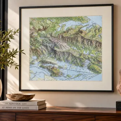 Framed Napa Valley Area Topographic Map – Yountville & Foss Valley