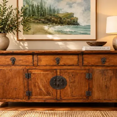 Antique 18th-Century Chinese Jumu Elm Wood Buffet / Sideboard