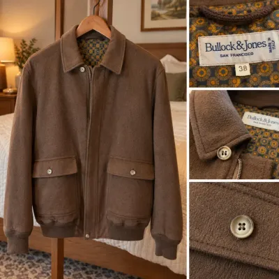 Vintage Bullock & Jones San Francisco Men's Brown Jacket Coat Made in Italy Size 38