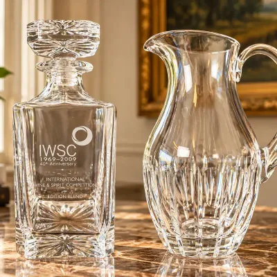 Dartington Crystal IWSC 40th Anniversary Decanter & Cut Crystal Pitcher – 2 Pcs