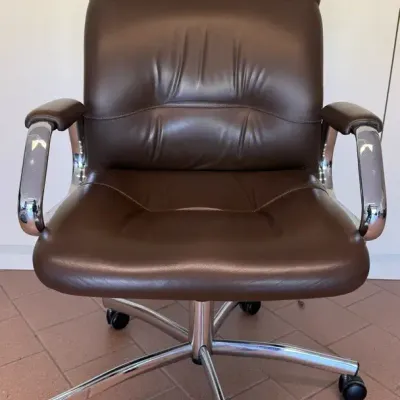 Vintage 1996 Steelcase High-Back Executive Office Chair  Brown Upholstery & Chrome Base
