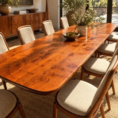 Winiarski’s Custom Claro Walnut Dining Set – Heritage Vineyard Tree – Jeffrey Dale, c. 2000