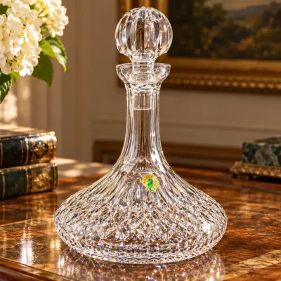 Waterford Crystal Cut Glass Decanter with Stopper  Seahorse Mark & Original Label