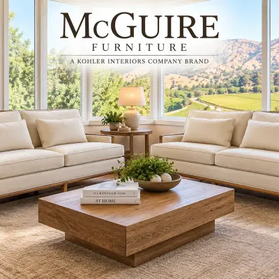 McGuire Furniture Pair of Upholstered Sofas  Made in USA
