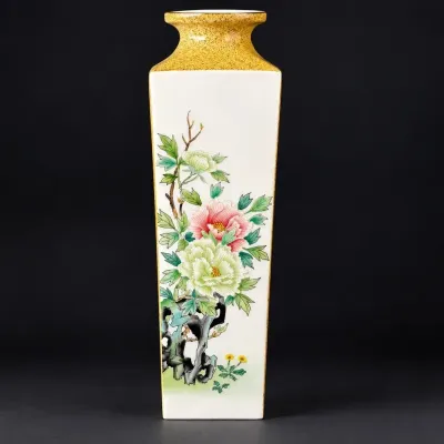 Noritake Nippon Toki Kaisha Bone China  Elegant Square Floral Vase