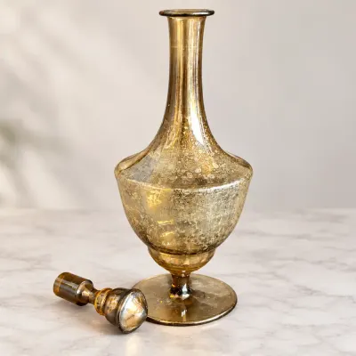 Vintage Amber Art Glass Decanter with Stopper