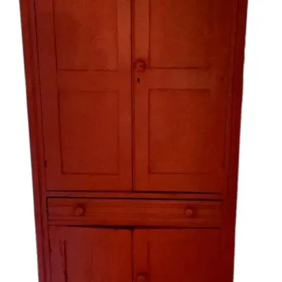 Antique Painted Pie Safe Cupboard Featuring Tin Door Panels 