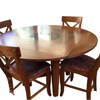 High Top Table With Lazy Susan Insert , Fold Down Sides & 4 Chairs