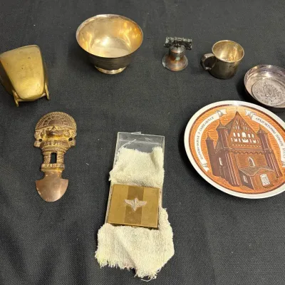 Eight Piece Americana Military Find Decor, Global Estate Lot