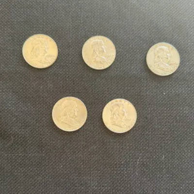 5 Ben Franklin Half Dollars LOT 7