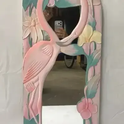 Vintage Tropical Flamingo Wall Mirror