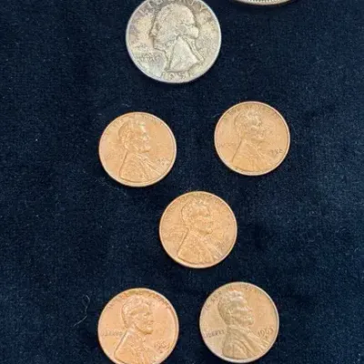 1889 Morgan Silver Dollar, 1955 Franklin Half Dollar, Wheat Pennies And More